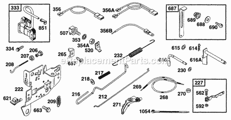 Controls Elect Diagram and Parts List for 195432-0830-99  Briggs and Stratton Engine